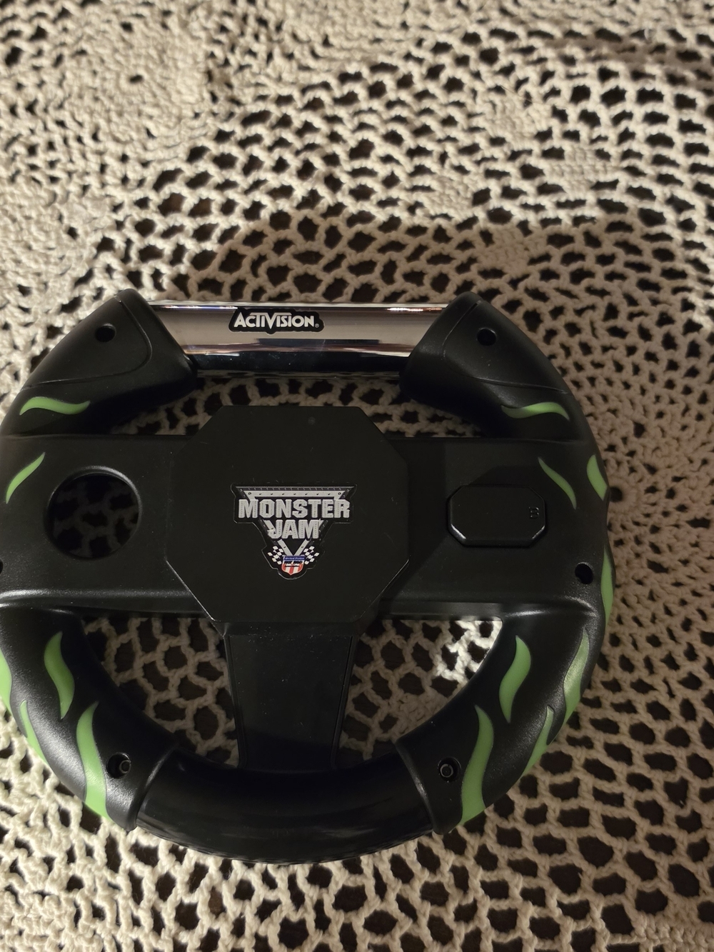 Monster Jam Steering Wheel Controller by Activision - Black with Green Accents